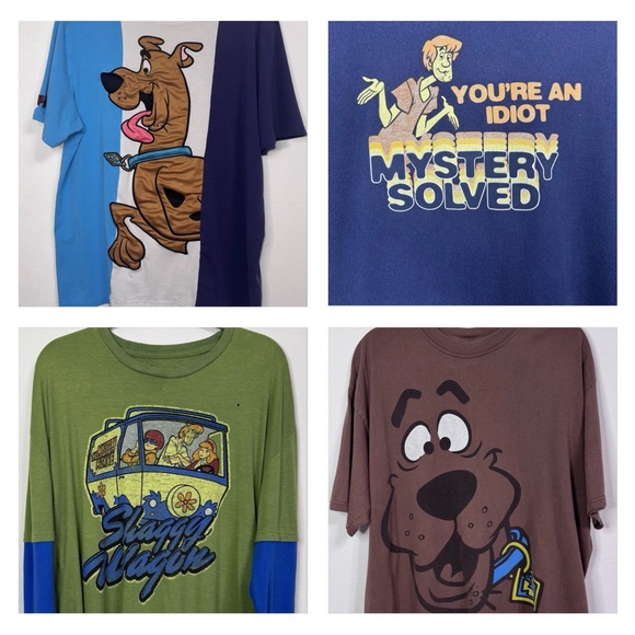 Scooby-Doo! Other - Bundle (4) Rare Scooby Doo Vintage Y2K Shirt Size XL Multi Color Stitched Lot